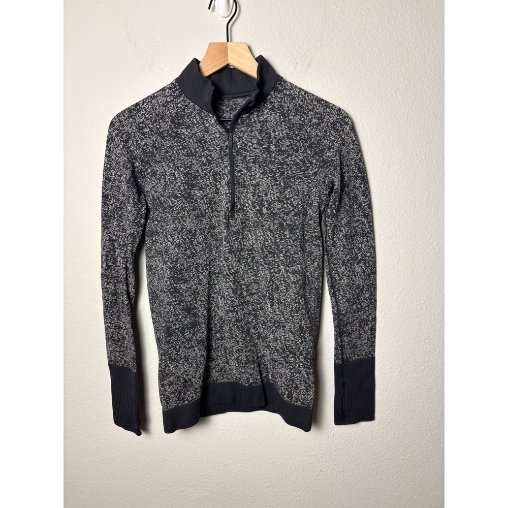 Lululemon Rest Less 1/2 Zip Black White Static Pullover Size 6